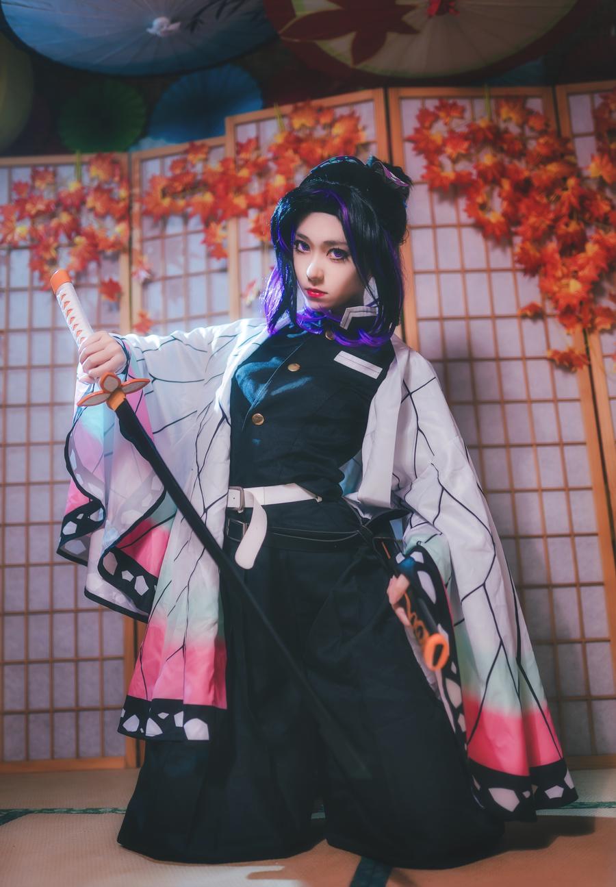 南桃Momoko蝴蝶忍队服cos图包[鬼灭之刃cosplay正片]插图4